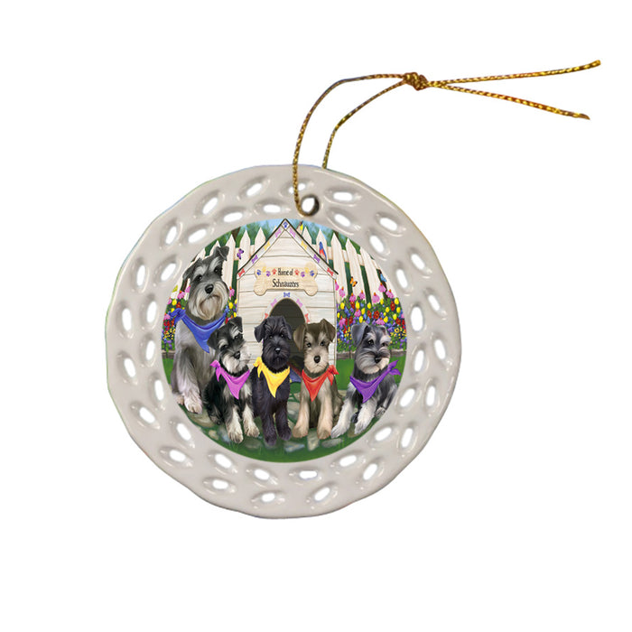 Spring Dog House Schnauzers Dog Ceramic Doily Ornament DPOR50127