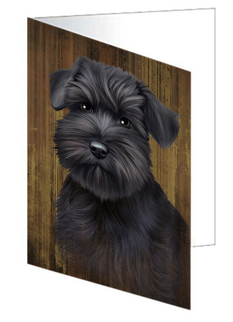 Rustic Schnauzer Dog Handmade Artwork Assorted Pets Greeting Cards and Note Cards with Envelopes for All Occasions and Holiday Seasons GCD55469