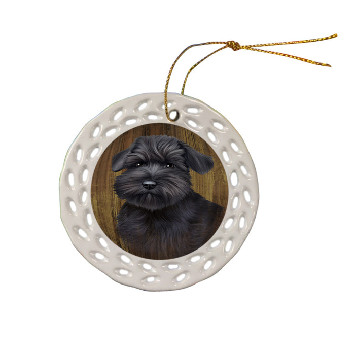 Rustic Schnauzer Dog Ceramic Doily Ornament DPOR50474