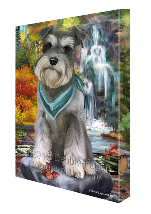 Scenic Waterfall Schnauzer Dog Canvas Wall Art CVS61104