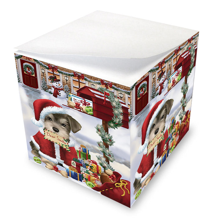 Schnauzer Dog Dear Santa Letter Christmas Holiday Mailbox Note Cube NOC55568