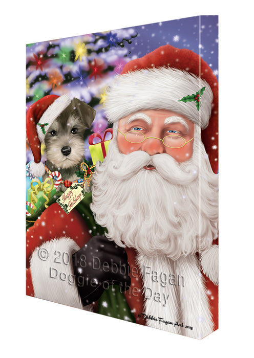 Santa Carrying Schnauzer Dog and Christmas Presents Canvas Print Wall Art Décor CVS103949