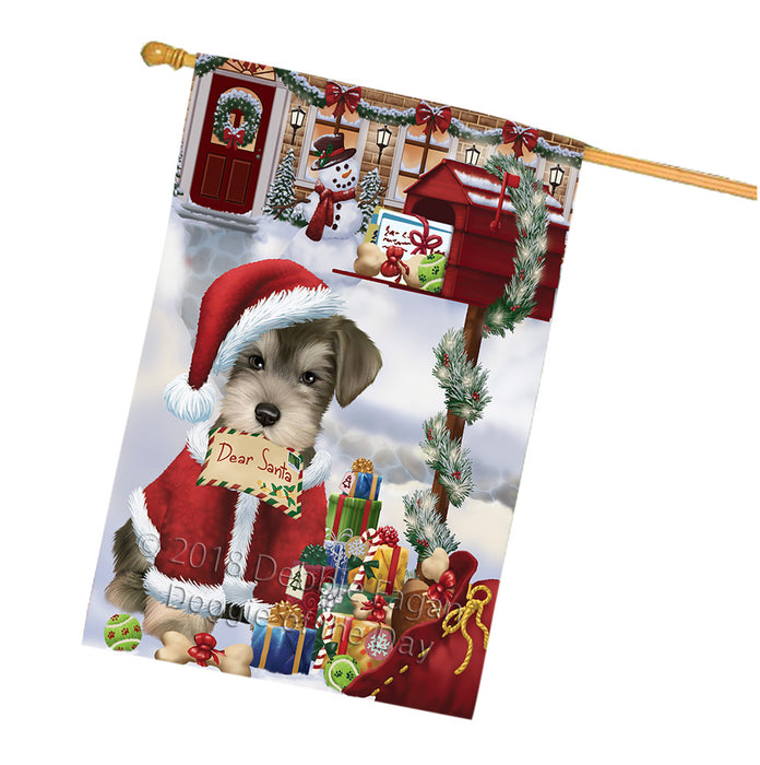 Schnauzer Dog Dear Santa Letter Christmas Holiday Mailbox House Flag FLG54120
