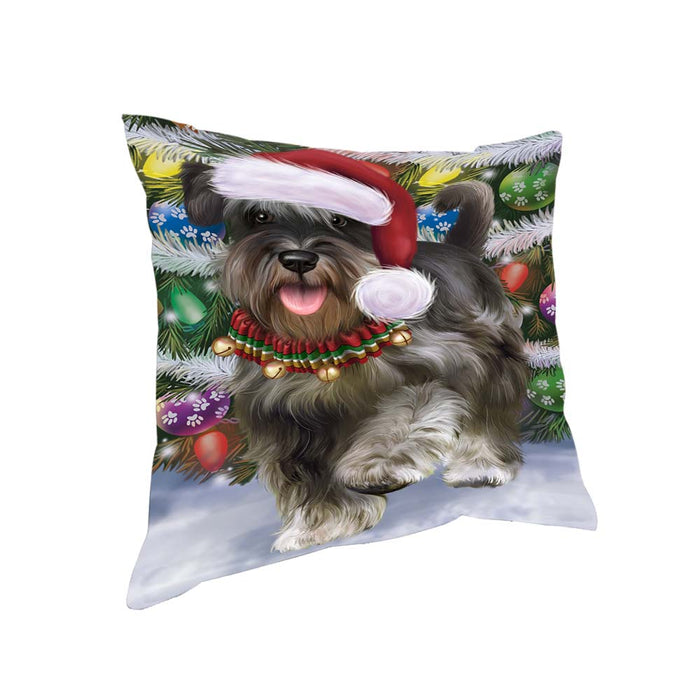 Trotting in the Snow Schnauzer Dog Pillow PIL70752