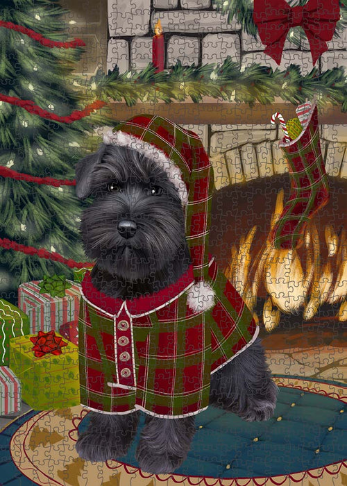 The Stocking was Hung Schnauzer Dog Puzzle with Photo Tin PUZL90596