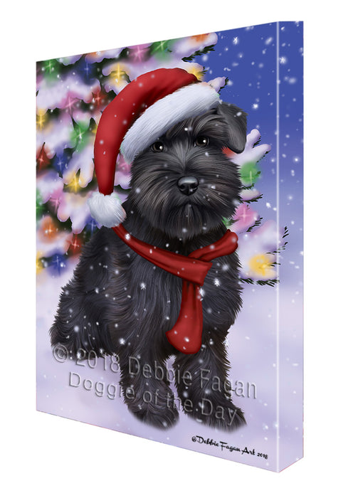 Winterland Wonderland Schnauzer Dog In Christmas Holiday Scenic Background  Canvas Print Wall Art Décor CVS98576