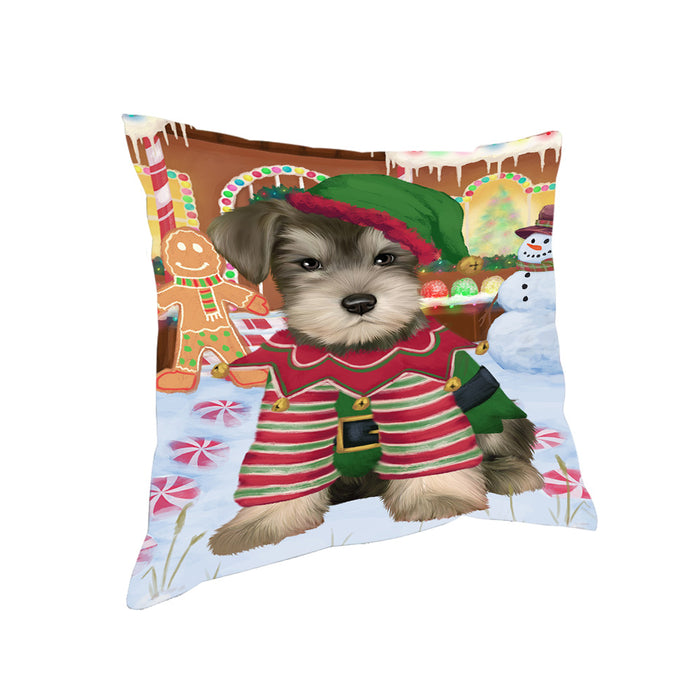 Christmas Gingerbread House Candyfest Schnauzer Dog Pillow PIL80420