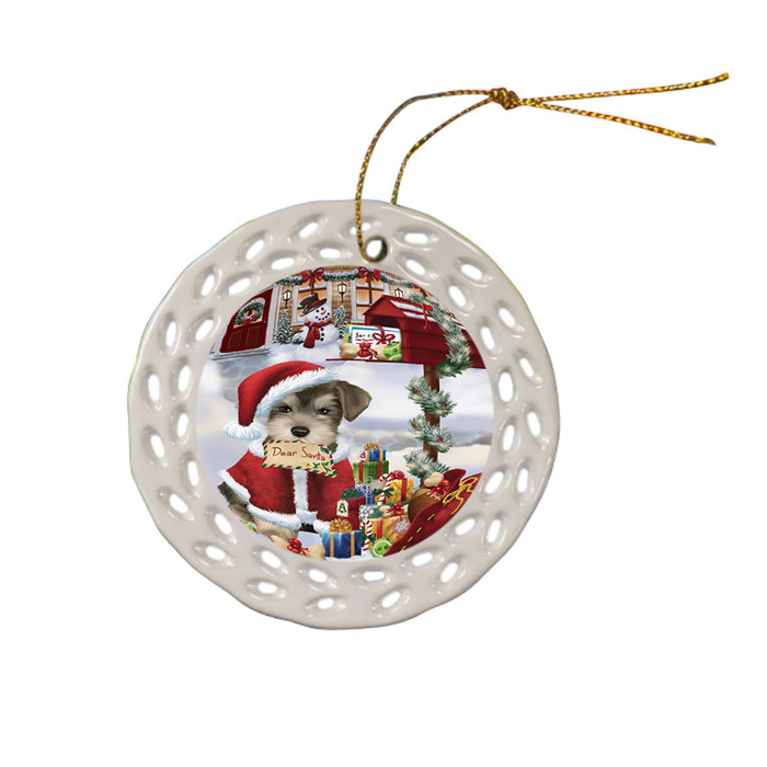 Schnauzer Dog Dear Santa Letter Christmas Holiday Mailbox Ceramic Doily Ornament DPOR53922