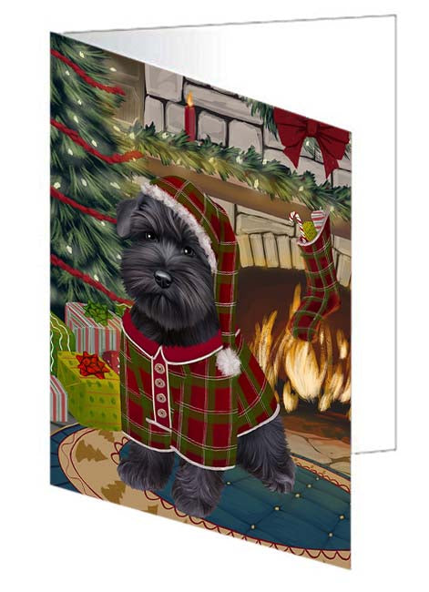 The Stocking was Hung Schnauzer Dog Handmade Artwork Assorted Pets Greeting Cards and Note Cards with Envelopes for All Occasions and Holiday Seasons GCD71309