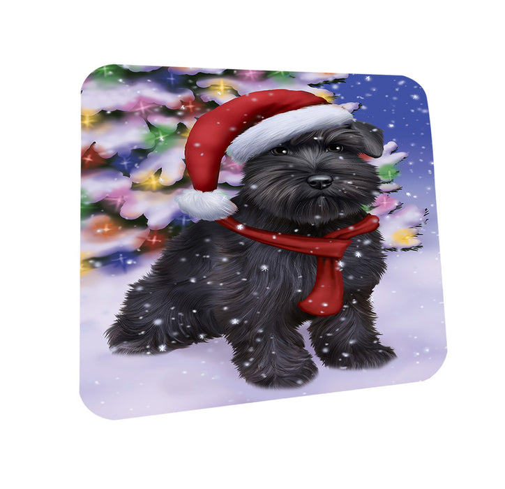 Winterland Wonderland Schnauzer Dog In Christmas Holiday Scenic Background  Coasters Set of 4 CST53372