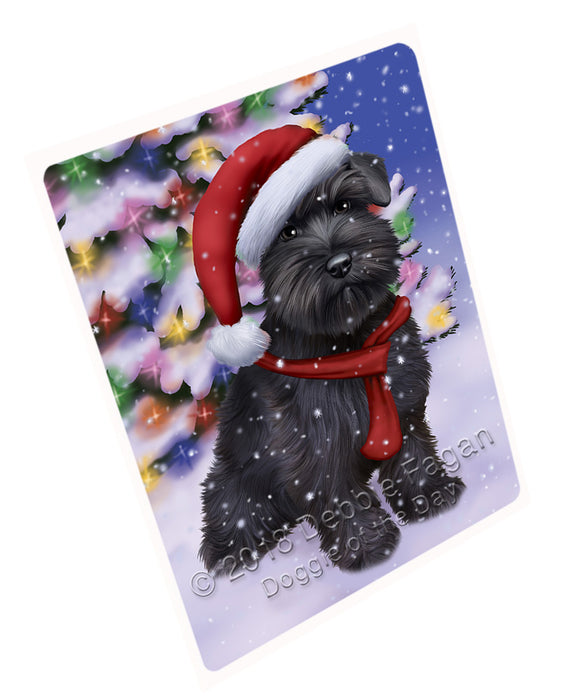 Winterland Wonderland Schnauzer Dog In Christmas Holiday Scenic Background  Cutting Board C64686