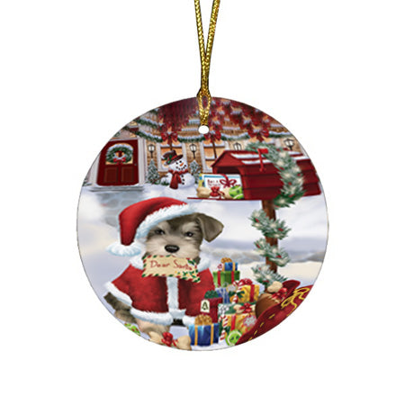 Schnauzer Dog Dear Santa Letter Christmas Holiday Mailbox Round Flat Christmas Ornament RFPOR53913