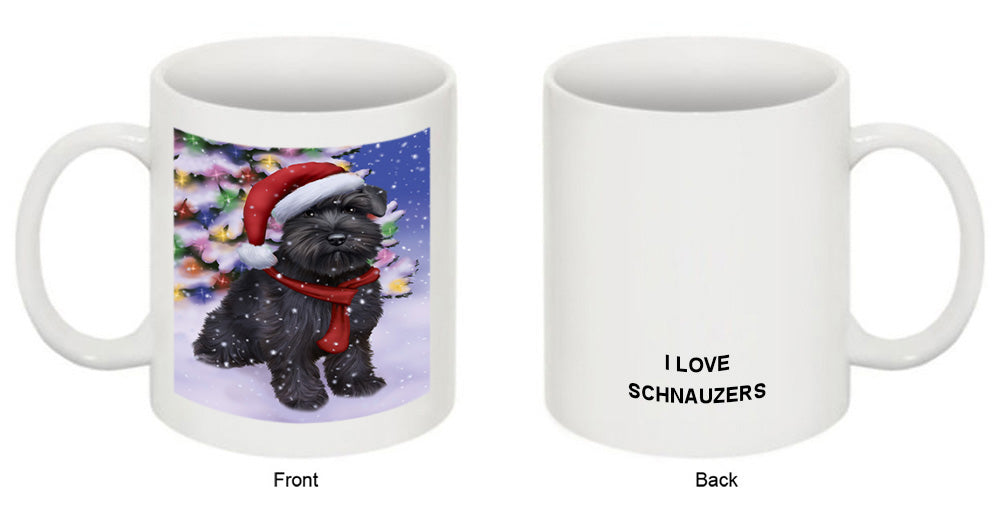 Winterland Wonderland Schnauzer Dog In Christmas Holiday Scenic Background  Coffee Mug MUG48812