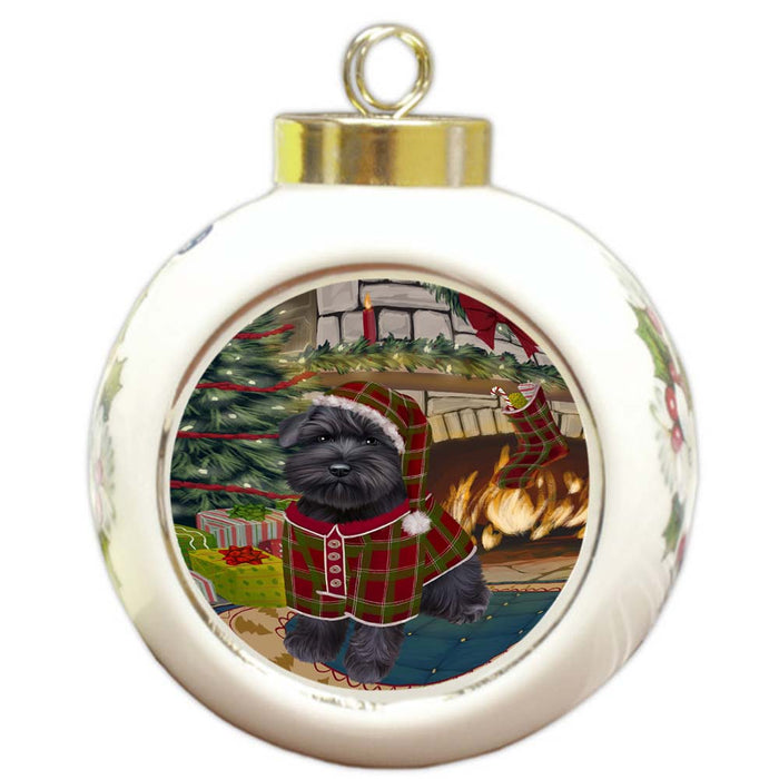 The Stocking was Hung Schnauzer Dog Round Ball Christmas Ornament RBPOR55954