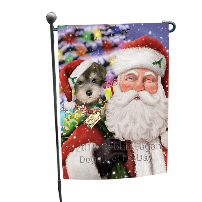 Santa Carrying Schnauzer Dog and Christmas Presents Garden Flag GFLG54073