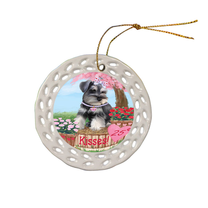 Rosie 25 Cent Kisses Schnauzer Dog Ceramic Doily Ornament DPOR56373