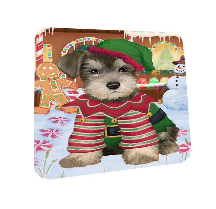 Christmas Gingerbread House Candyfest Schnauzer Dog Coasters Set of 4 CST56490