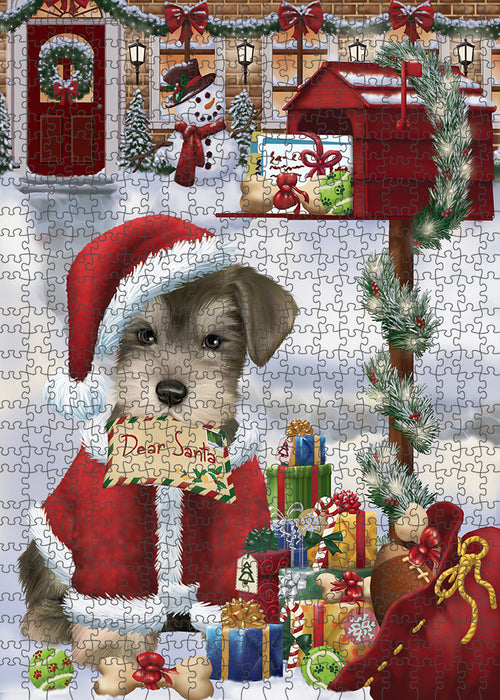 Schnauzer Dog Dear Santa Letter Christmas Holiday Mailbox Puzzle with Photo Tin PUZL82844