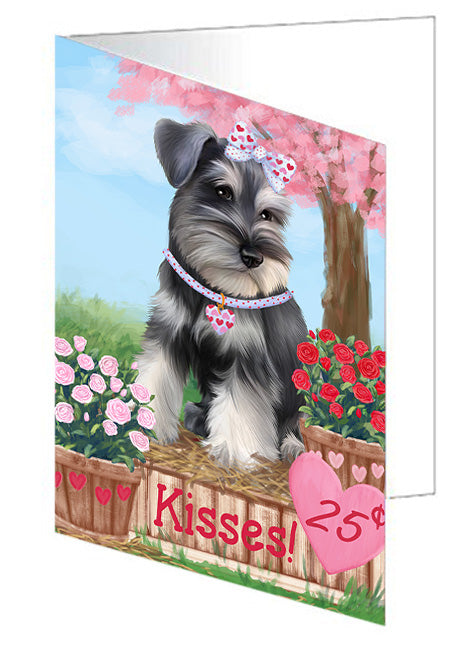 Rosie 25 Cent Kisses Schnauzer Dog Handmade Artwork Assorted Pets Greeting Cards and Note Cards with Envelopes for All Occasions and Holiday Seasons GCD72566