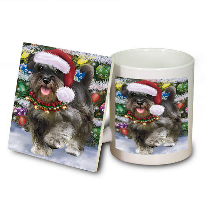 Trotting in the Snow Schnauzer Dog Mug and Coaster Set MUC55448