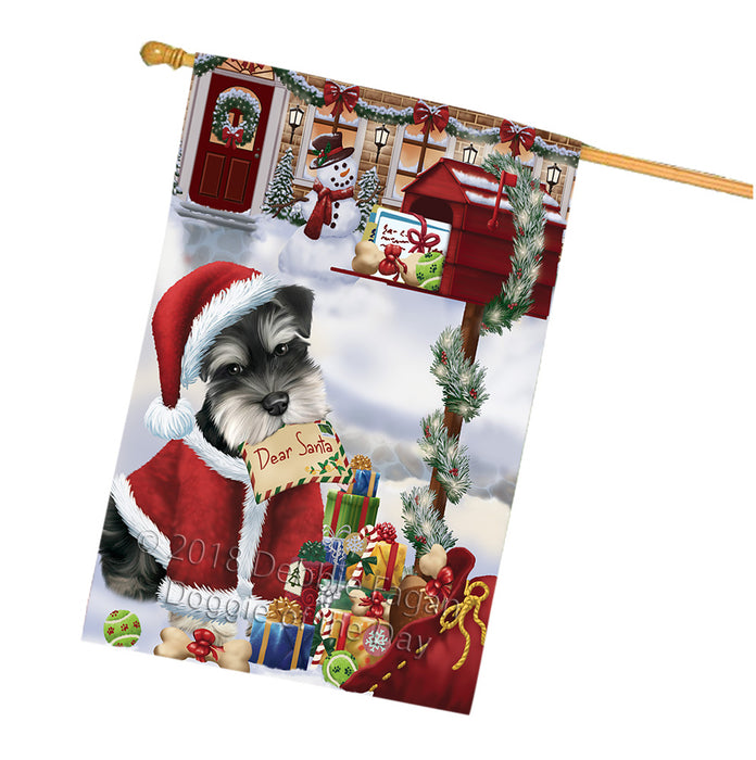 Schnauzer Dog Dear Santa Letter Christmas Holiday Mailbox House Flag FLG54121