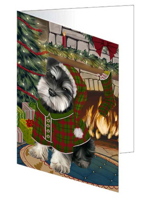The Stocking was Hung Schnauzer Dog Handmade Artwork Assorted Pets Greeting Cards and Note Cards with Envelopes for All Occasions and Holiday Seasons GCD71312