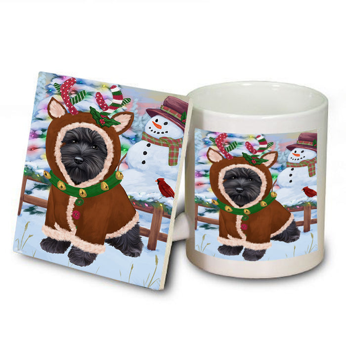 Christmas Gingerbread House Candyfest Schnauzer Dog Mug and Coaster Set MUC56525