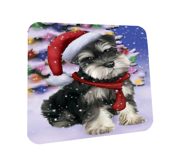 Winterland Wonderland Schnauzer Dog In Christmas Holiday Scenic Background  Coasters Set of 4 CST53373