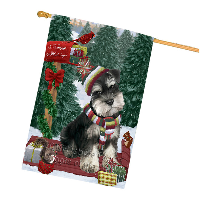 Merry Christmas Woodland Sled Schnauzer Dog House Flag FLG55450