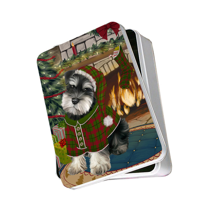 The Stocking was Hung Schnauzer Dog Photo Storage Tin PITN55542