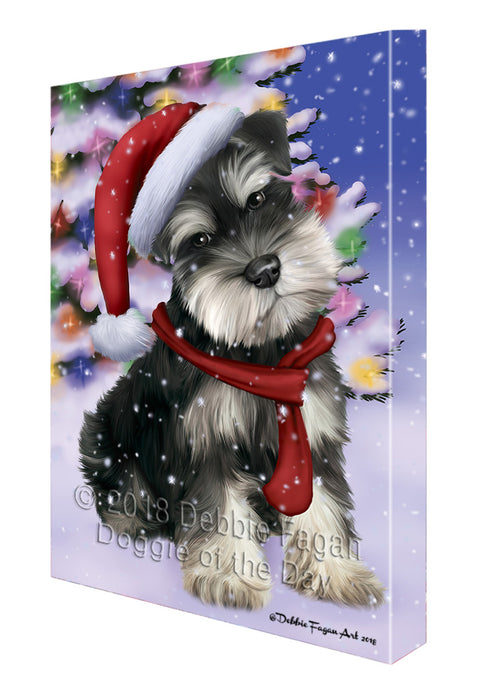 Winterland Wonderland Schnauzer Dog In Christmas Holiday Scenic Background  Canvas Print Wall Art Décor CVS98585
