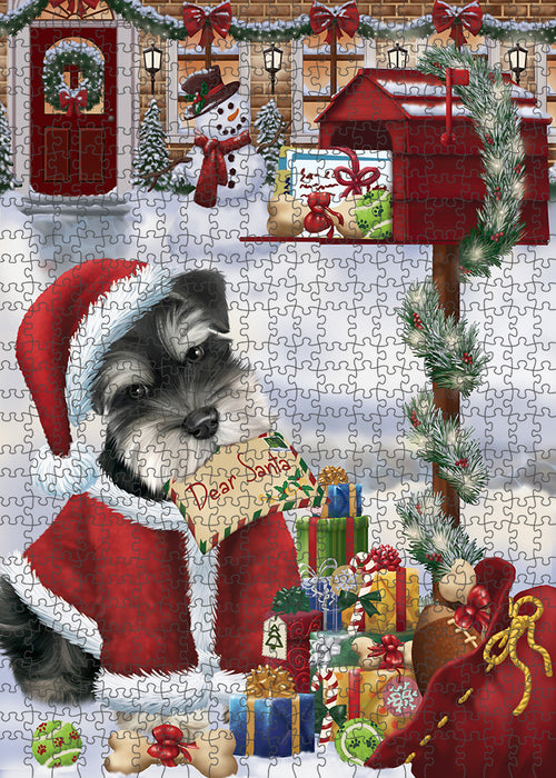 Schnauzer Dog Dear Santa Letter Christmas Holiday Mailbox Puzzle with Photo Tin PUZL82848