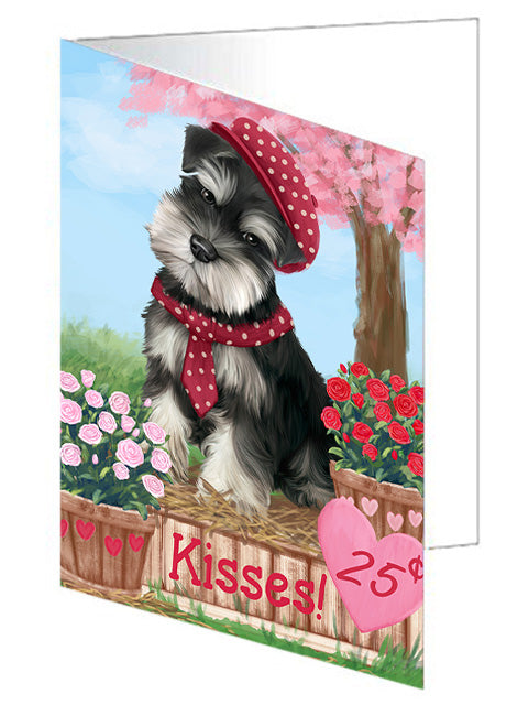 Rosie 25 Cent Kisses Schnauzer Dog Handmade Artwork Assorted Pets Greeting Cards and Note Cards with Envelopes for All Occasions and Holiday Seasons GCD72569