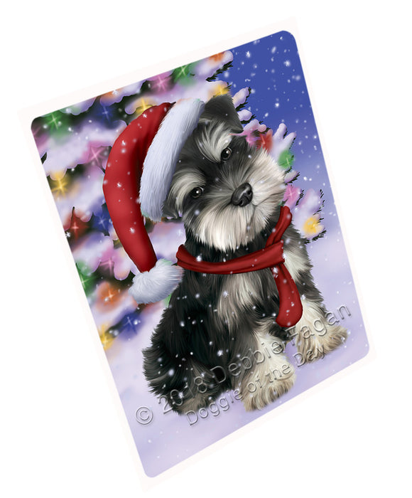 Winterland Wonderland Schnauzer Dog In Christmas Holiday Scenic Background  Cutting Board C64689