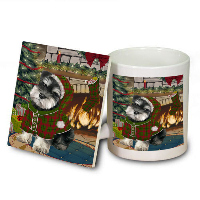 The Stocking was Hung Schnauzer Dog Mug and Coaster Set MUC55591