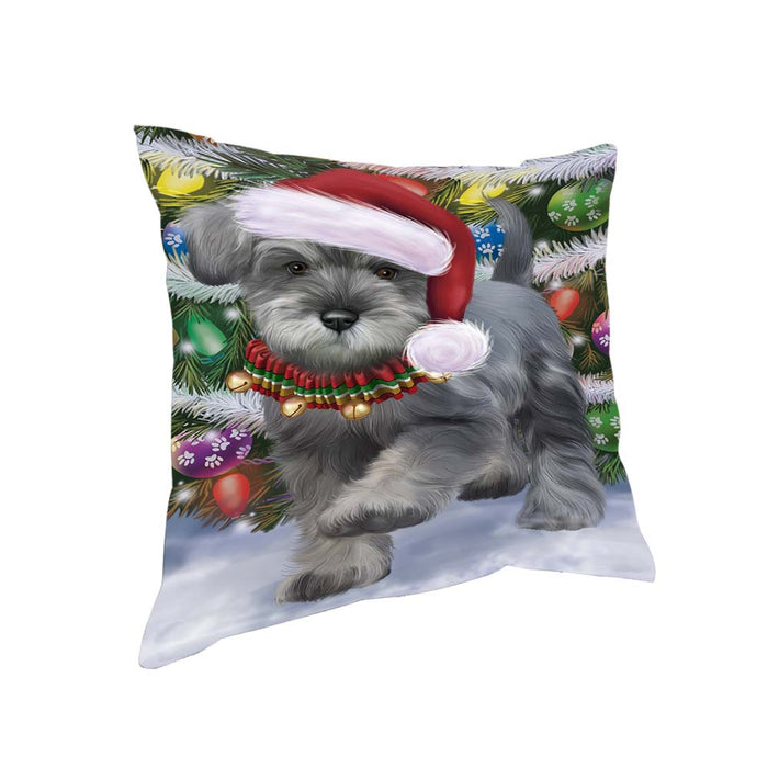 Trotting in the Snow Schnauzer Dog Pillow PIL70756