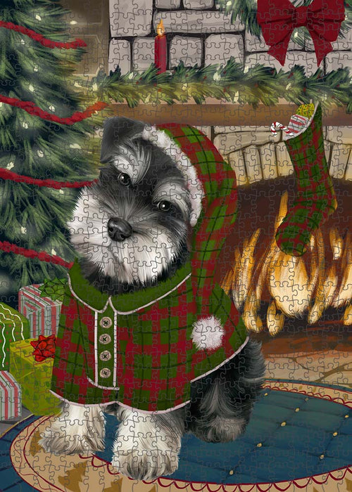 The Stocking was Hung Schnauzer Dog Puzzle with Photo Tin PUZL90600