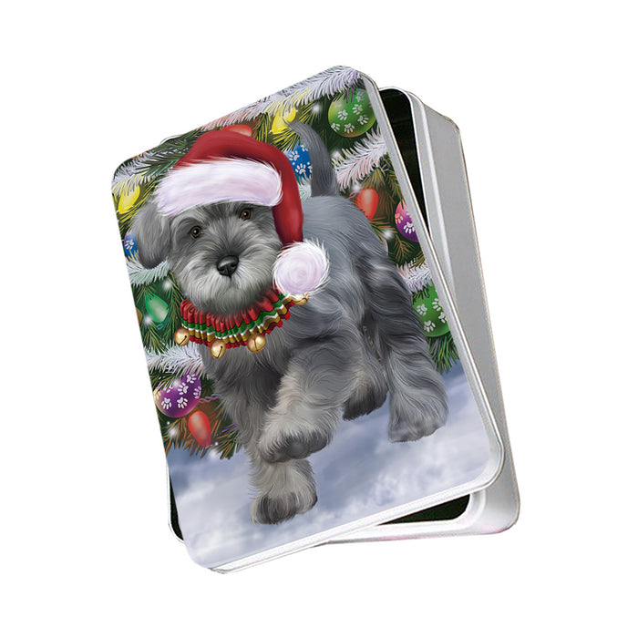 Trotting in the Snow Schnauzer Dog Photo Storage Tin PITN55400