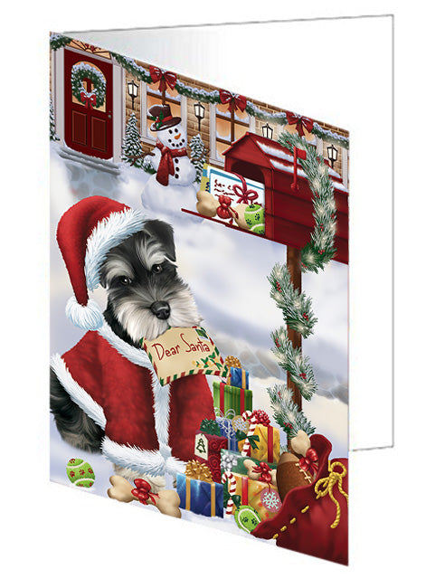 Schnauzer Dog Dear Santa Letter Christmas Holiday Mailbox Handmade Artwork Assorted Pets Greeting Cards and Note Cards with Envelopes for All Occasions and Holiday Seasons GCD65798