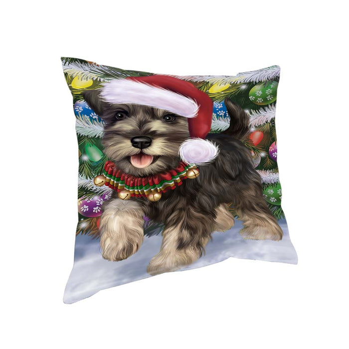 Trotting in the Snow Schnauzer Dog Pillow PIL70760