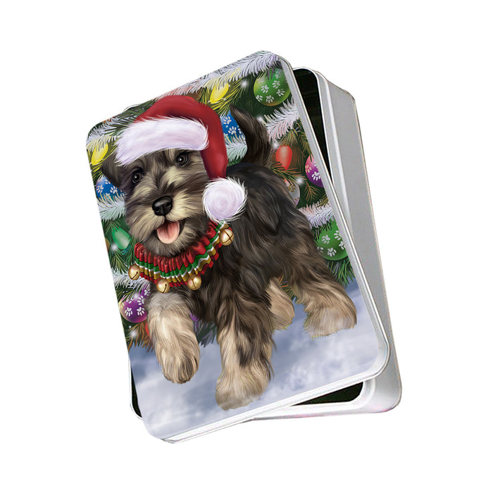 Trotting in the Snow Schnauzer Dog Photo Storage Tin PITN55401