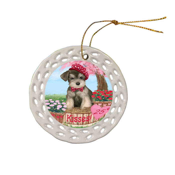Rosie 25 Cent Kisses Schnauzer Dog Ceramic Doily Ornament DPOR56375