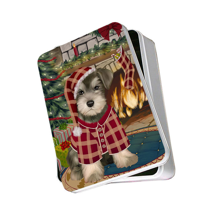 The Stocking was Hung Schnauzer Dog Photo Storage Tin PITN55543