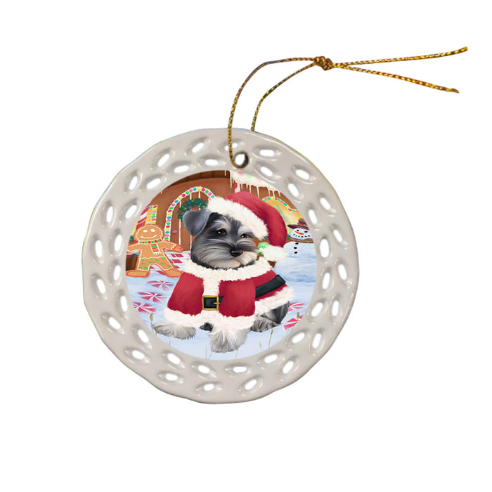 Christmas Gingerbread House Candyfest Schnauzer Dog Ceramic Doily Ornament DPOR56890