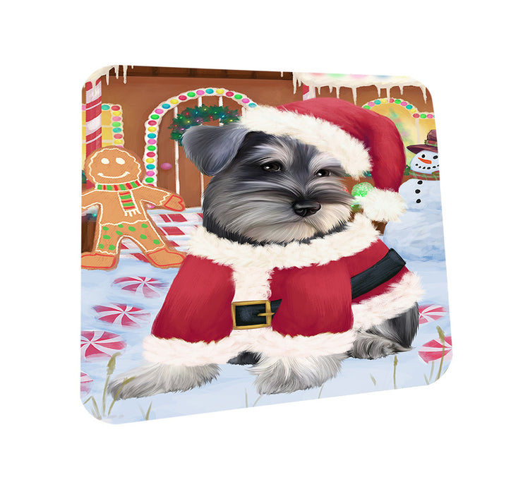Christmas Gingerbread House Candyfest Schnauzer Dog Coasters Set of 4 CST56492