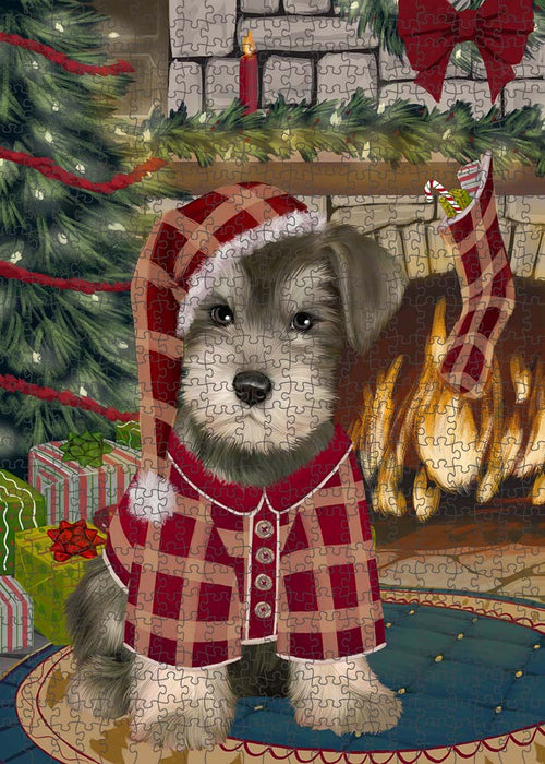 The Stocking was Hung Schnauzer Dog Puzzle with Photo Tin PUZL90604