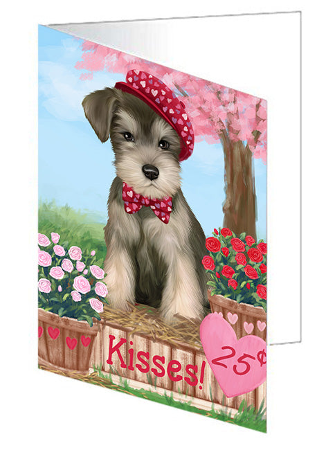 Rosie 25 Cent Kisses Schnauzer Dog Handmade Artwork Assorted Pets Greeting Cards and Note Cards with Envelopes for All Occasions and Holiday Seasons GCD72572