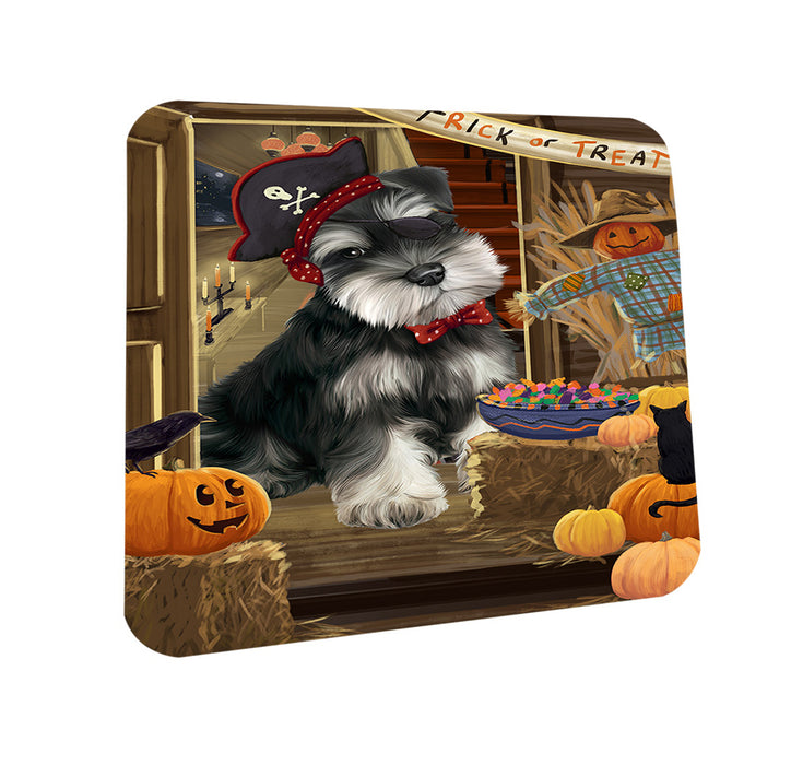 Enter at Own Risk Trick or Treat Halloween Schnauzer Dog Coasters Set of 4 CST53224