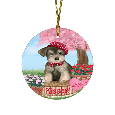 Rosie 25 Cent Kisses Schnauzer Dog Round Flat Christmas Ornament RFPOR56375