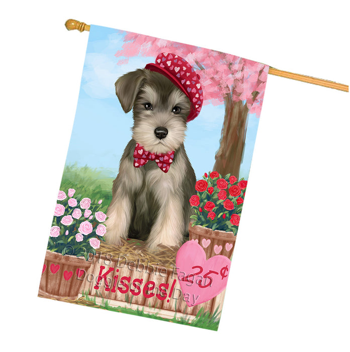 Rosie 25 Cent Kisses Schnauzer Dog House Flag FLG56703